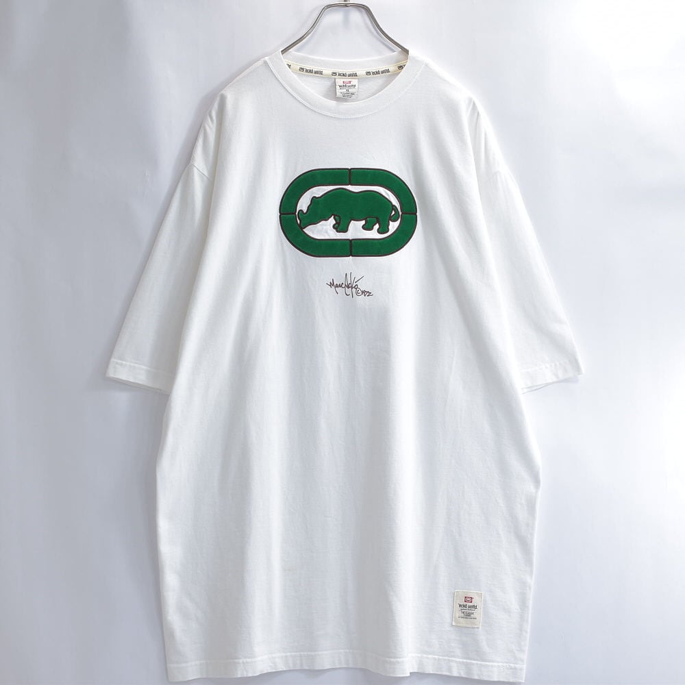 90～00s ecko unltd エコー ロゴ フロッキープリント デザイン Tシャツ