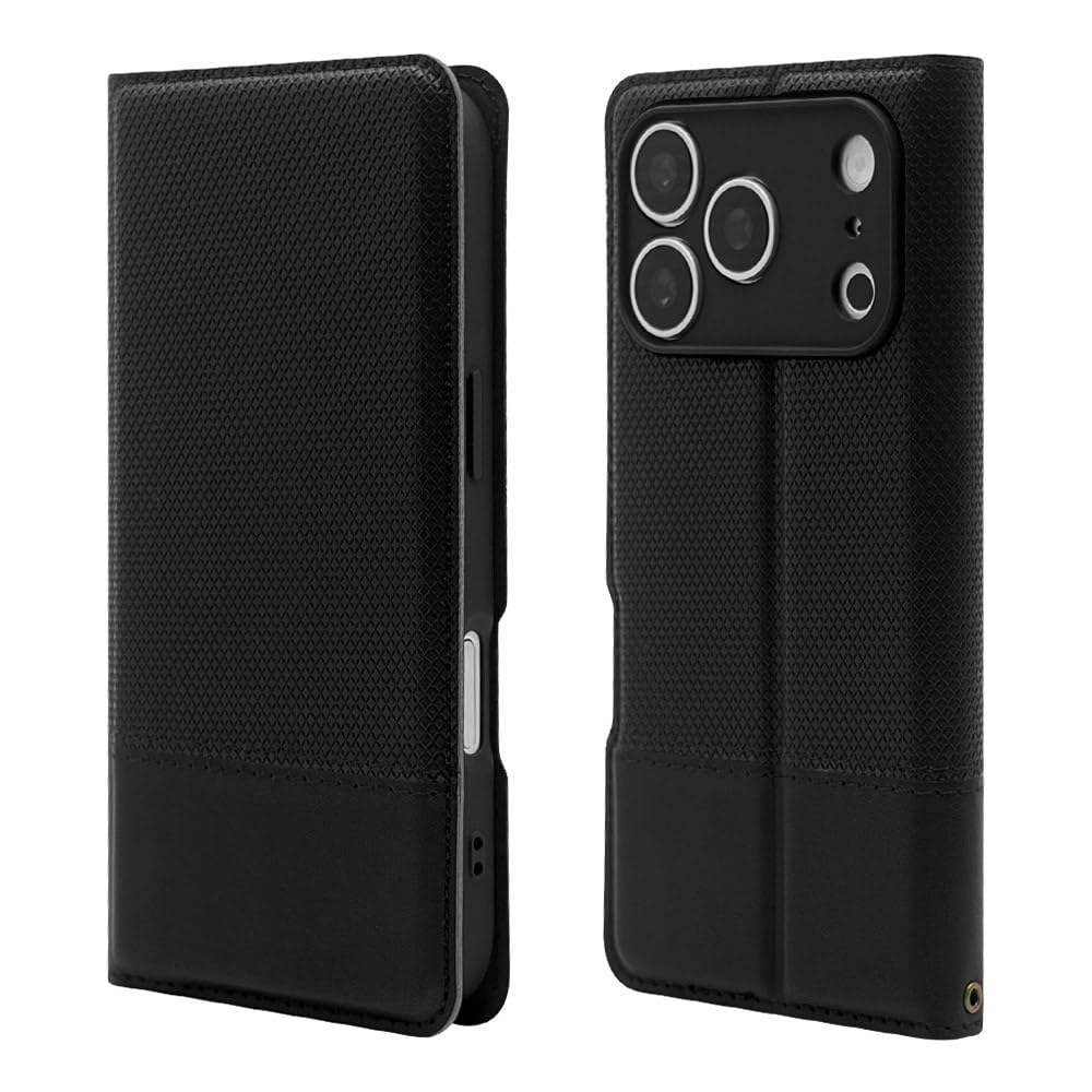 ラスタバナナ ケース iPhone18Pro 17Pro 共用 手帳型 耐衝撃吸収 BLACK STONE Dual 9636IP6BBSTBKB