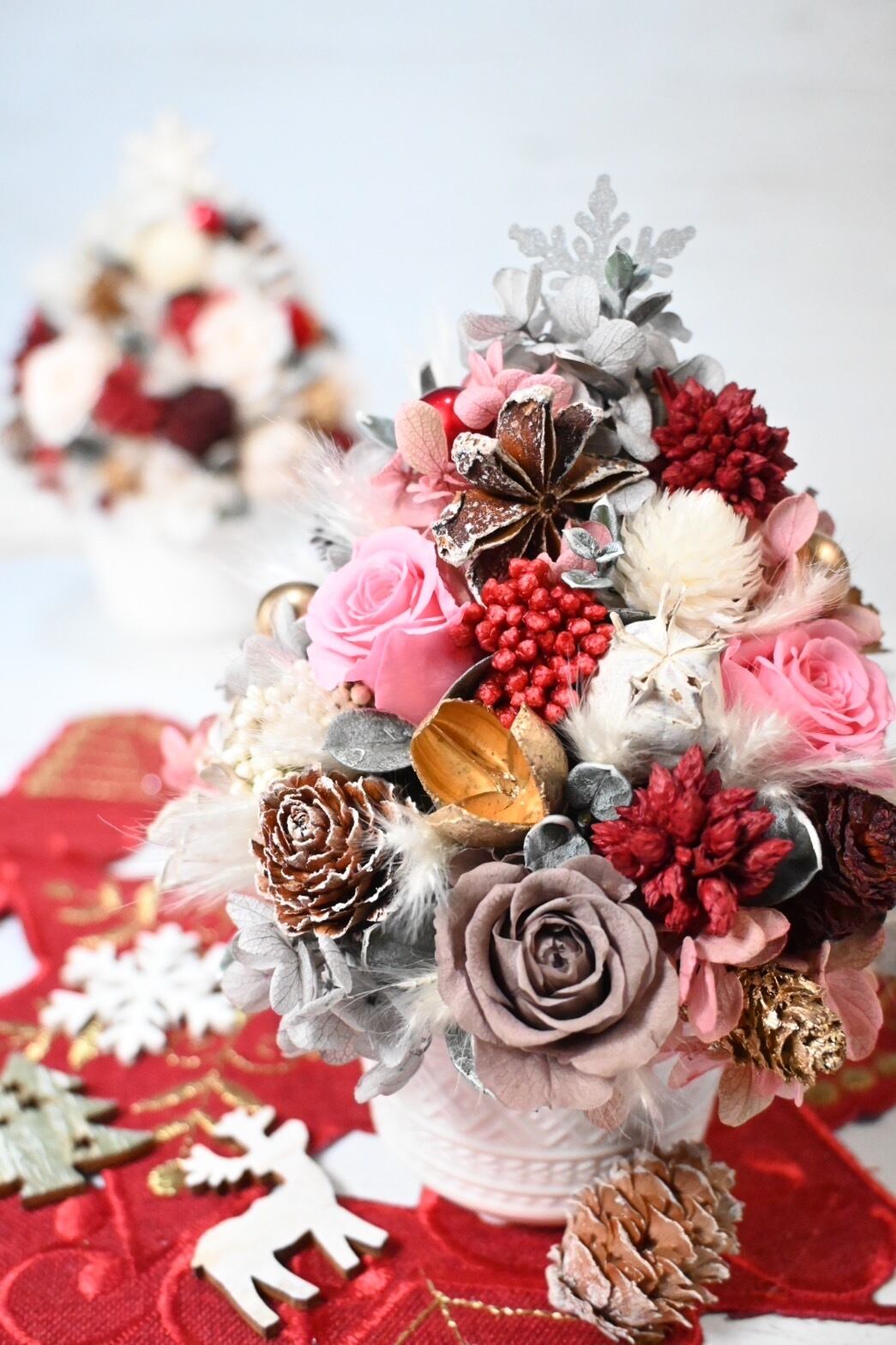 Xmas tree アレンジメント Pink【フラコ クリスマスコンテスト受賞作品