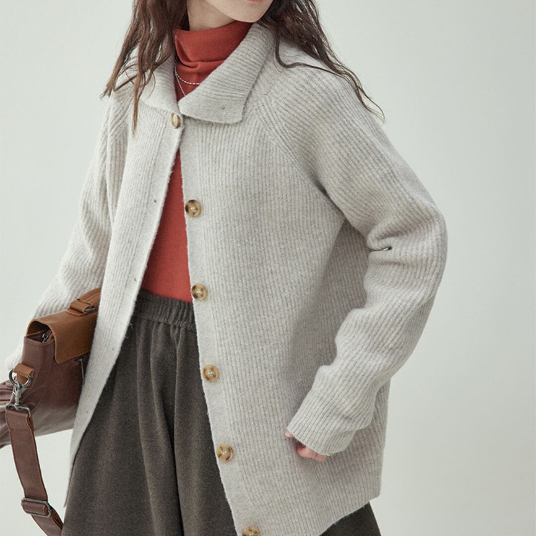 japanese collared zipper sweater jacket