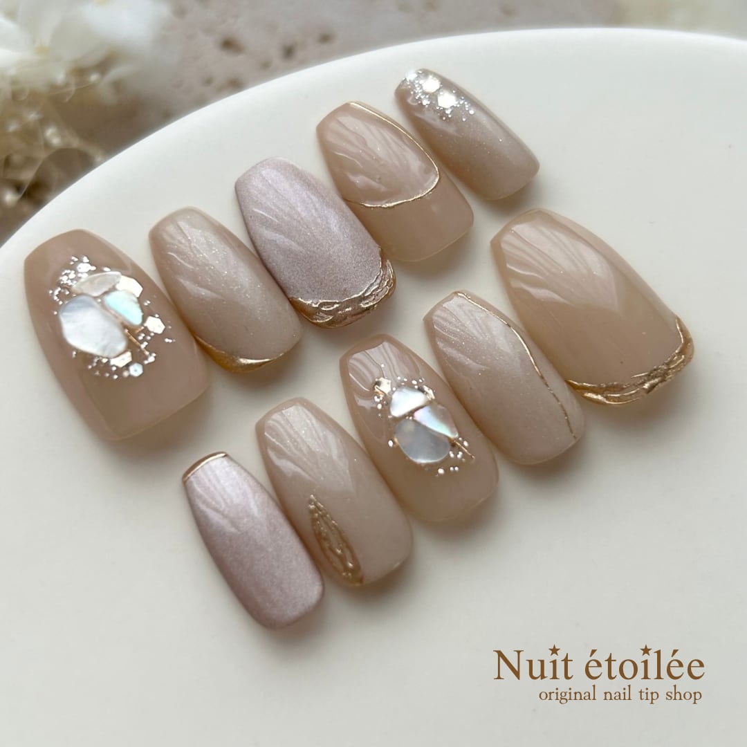 No.284 ブラウンマグネットのニュアンスネイル/ネイルチップオーダー