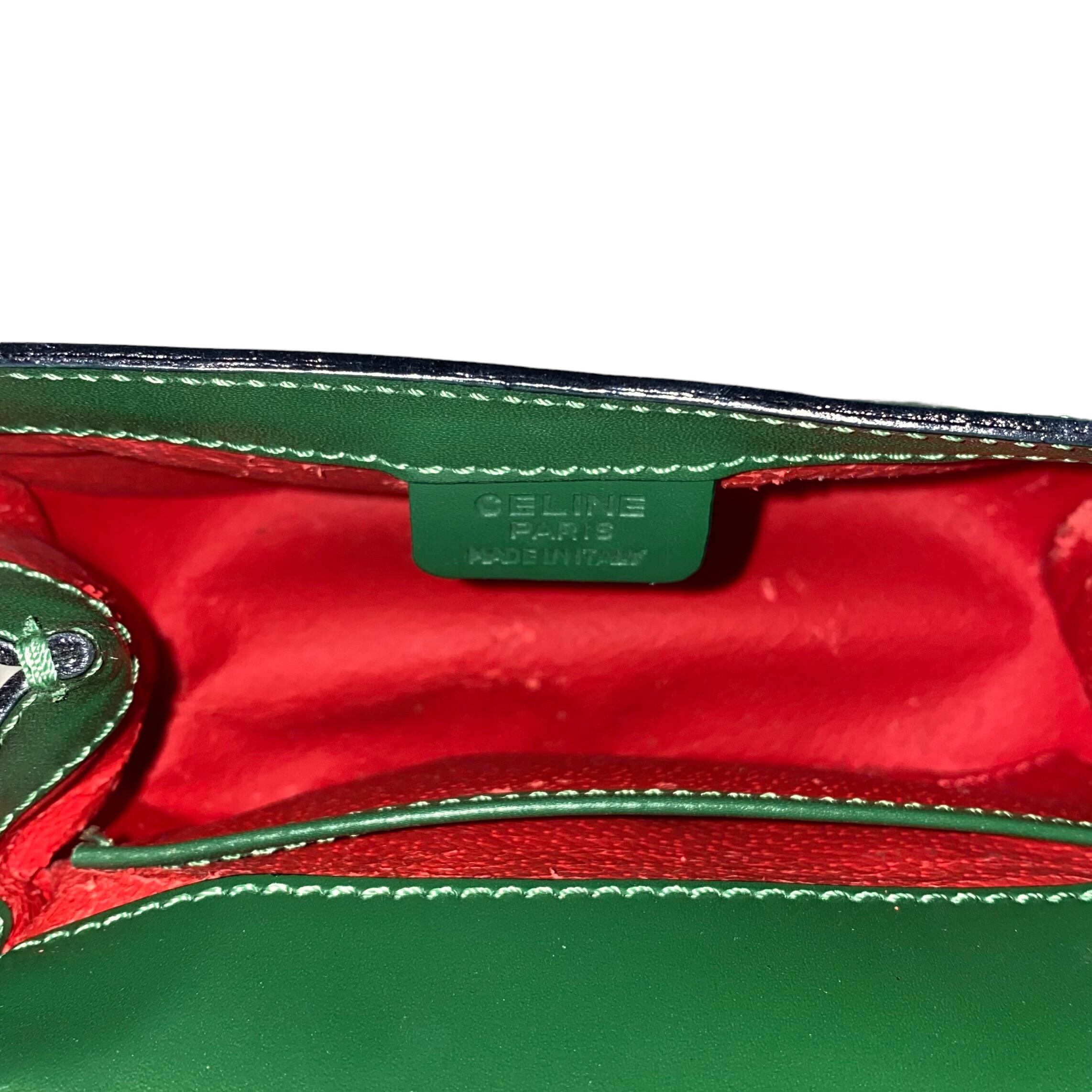 CELINE 80s〜90sヴィンテージ　ダークグリーン 日本直送 名牌中古包 】CELINE セリーヌ 財布 グリーン ガンチーニ