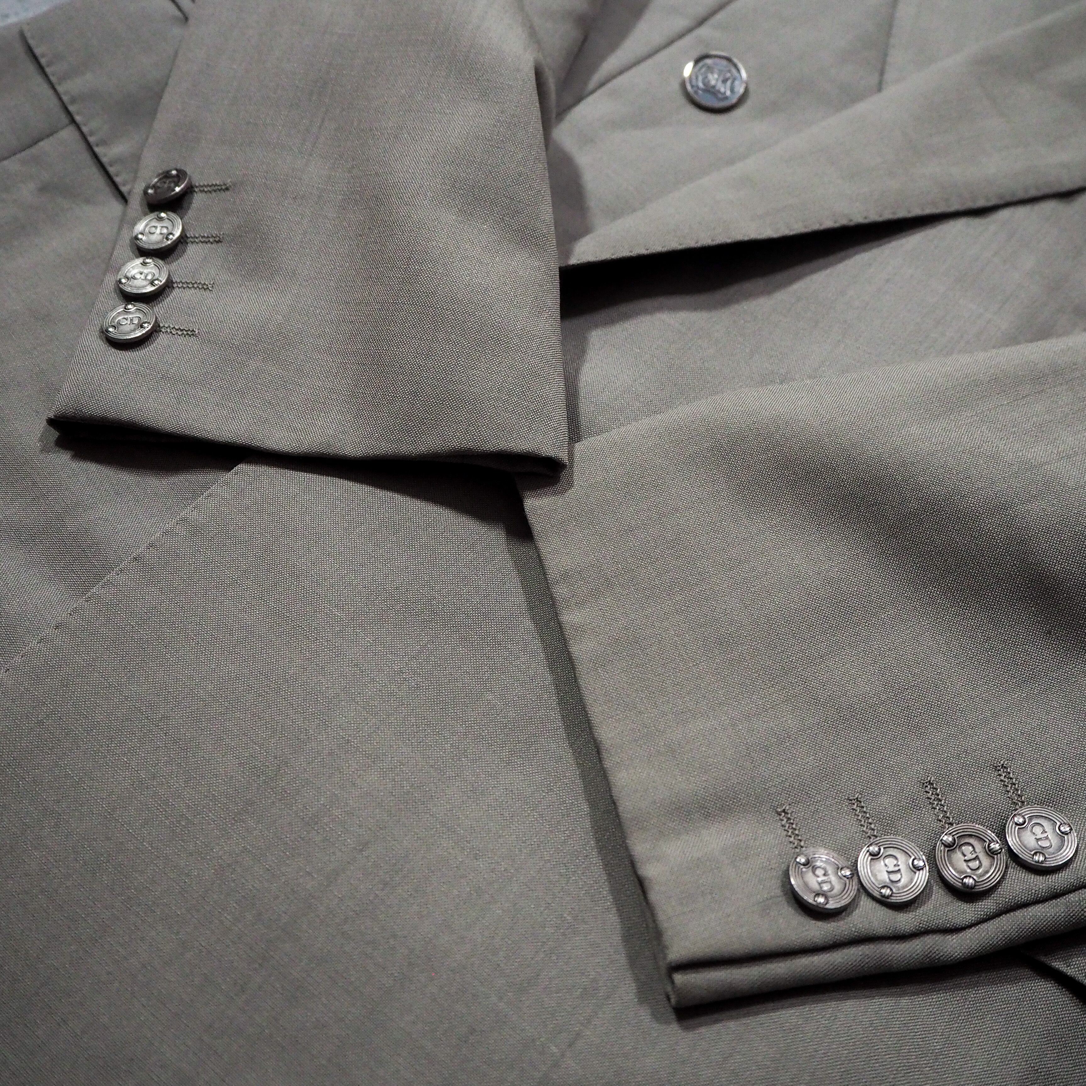 80s “Christian Dior” mohair mixed double tailored jacket silver