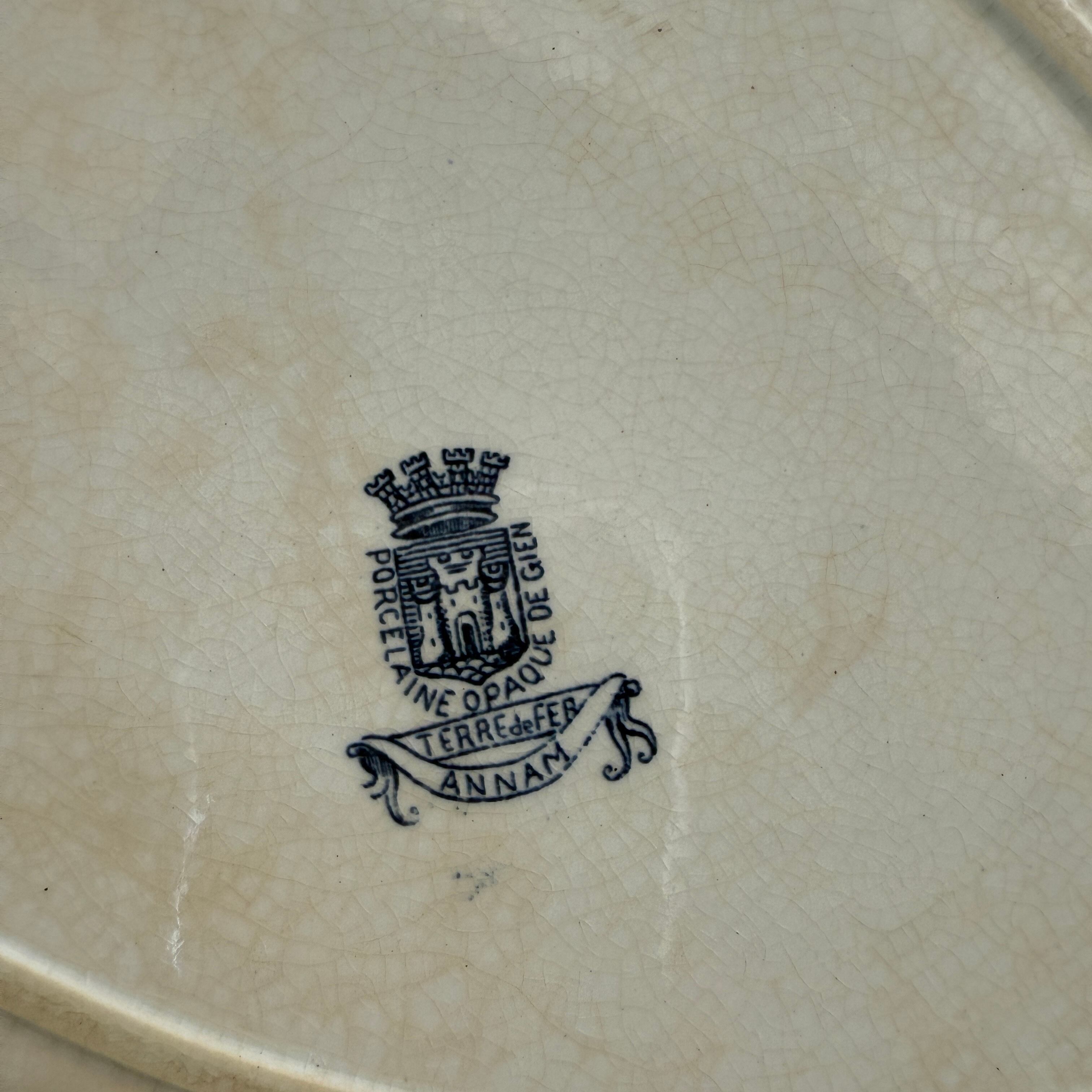 French Large Oval Plate By Gien/フランスジアン窯の大きなオーバル
