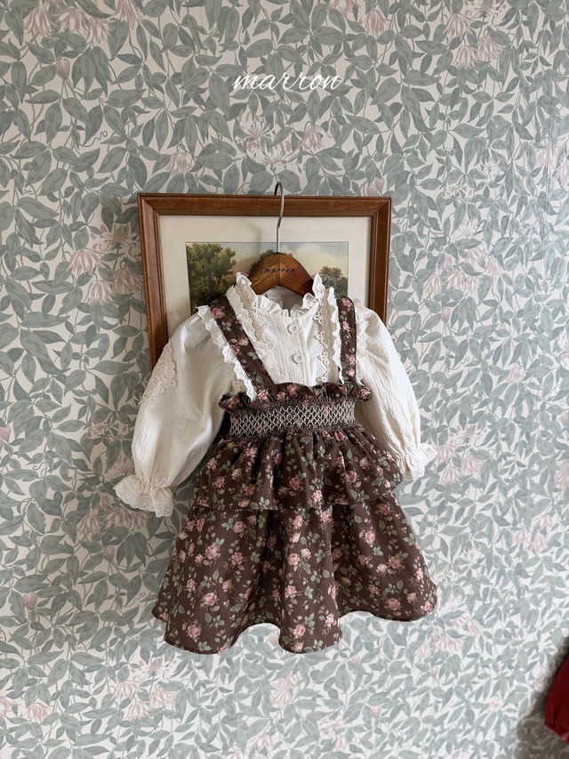 brown flower M［即納］roren onepiece / marron  26autumn