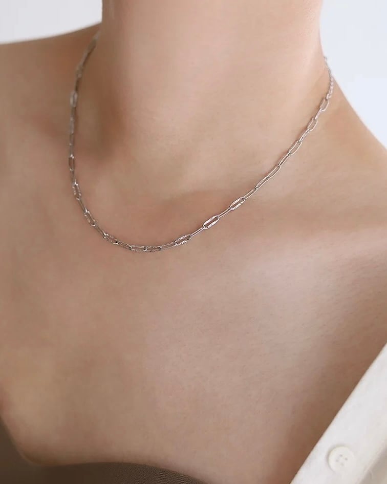 Petal clip chain necklace -Silver-【アレルギー対応】