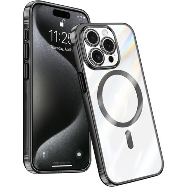 For iPhone 13 ProMax用 ケース 耐衝撃 アイフォン13 promax スマホケース 薄型 サラウンドレンズ保護 いphone13 Promax ケース マグネット搭載 ワイヤレス充電対応 半透明のマット背面 黄変防止 全面保護 滑り止め PC背面 + TPUバンパー 人気 ブラック 45