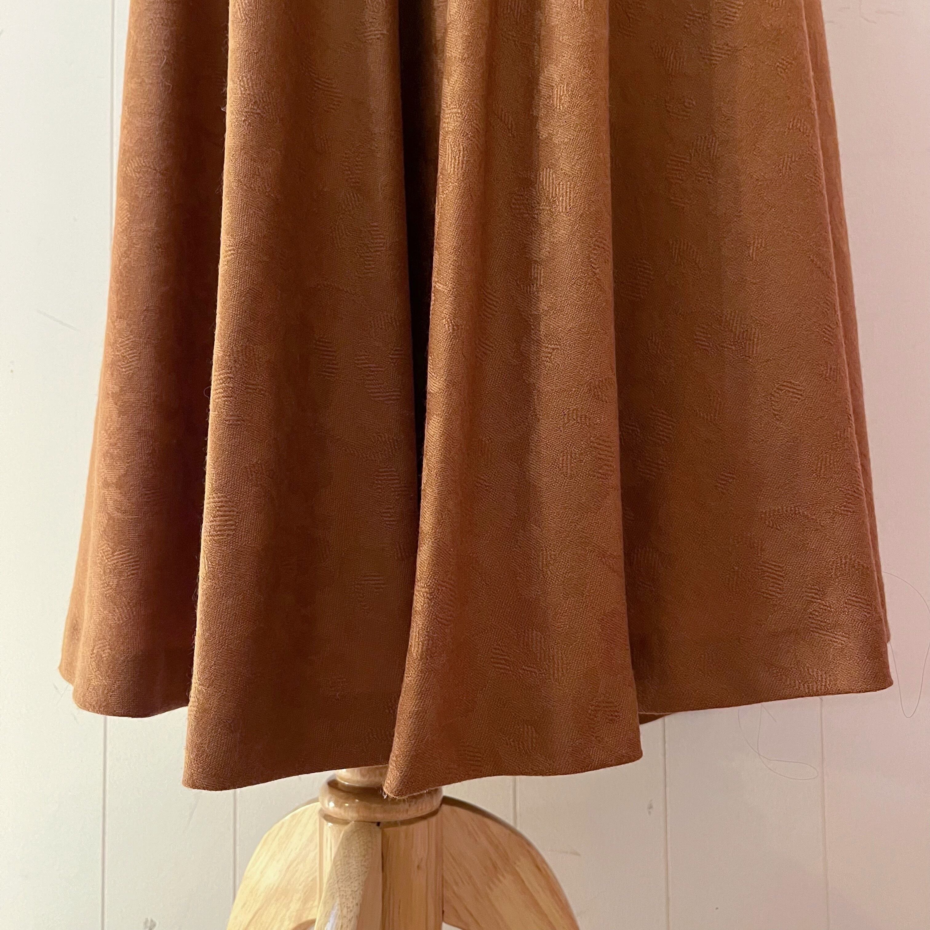 camel brown flower flare skirt