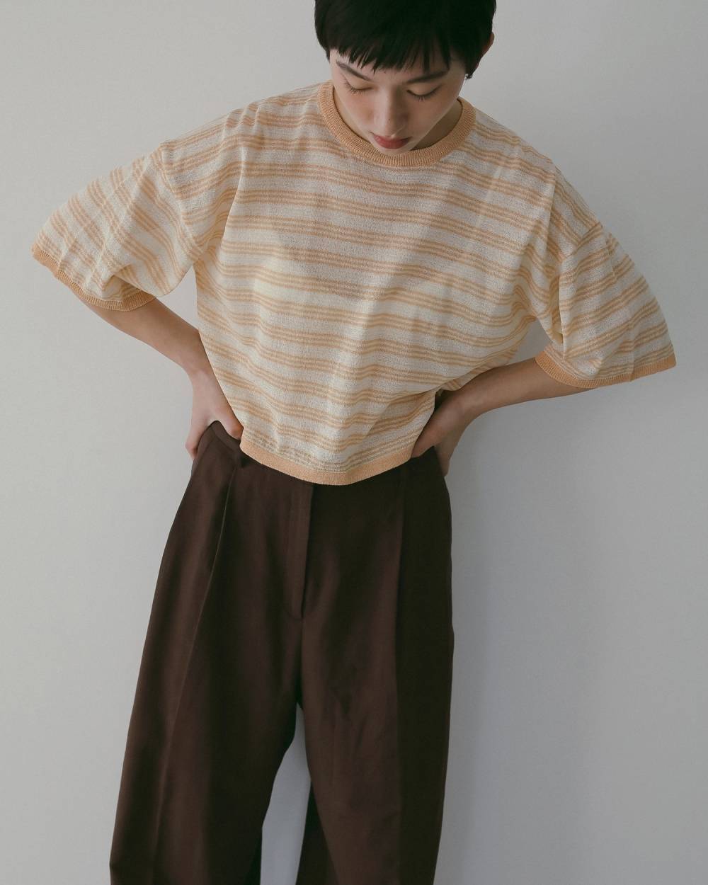 anuke(アンヌーク) Sheer Border Knit | サウスオレンジ｜メンズ
