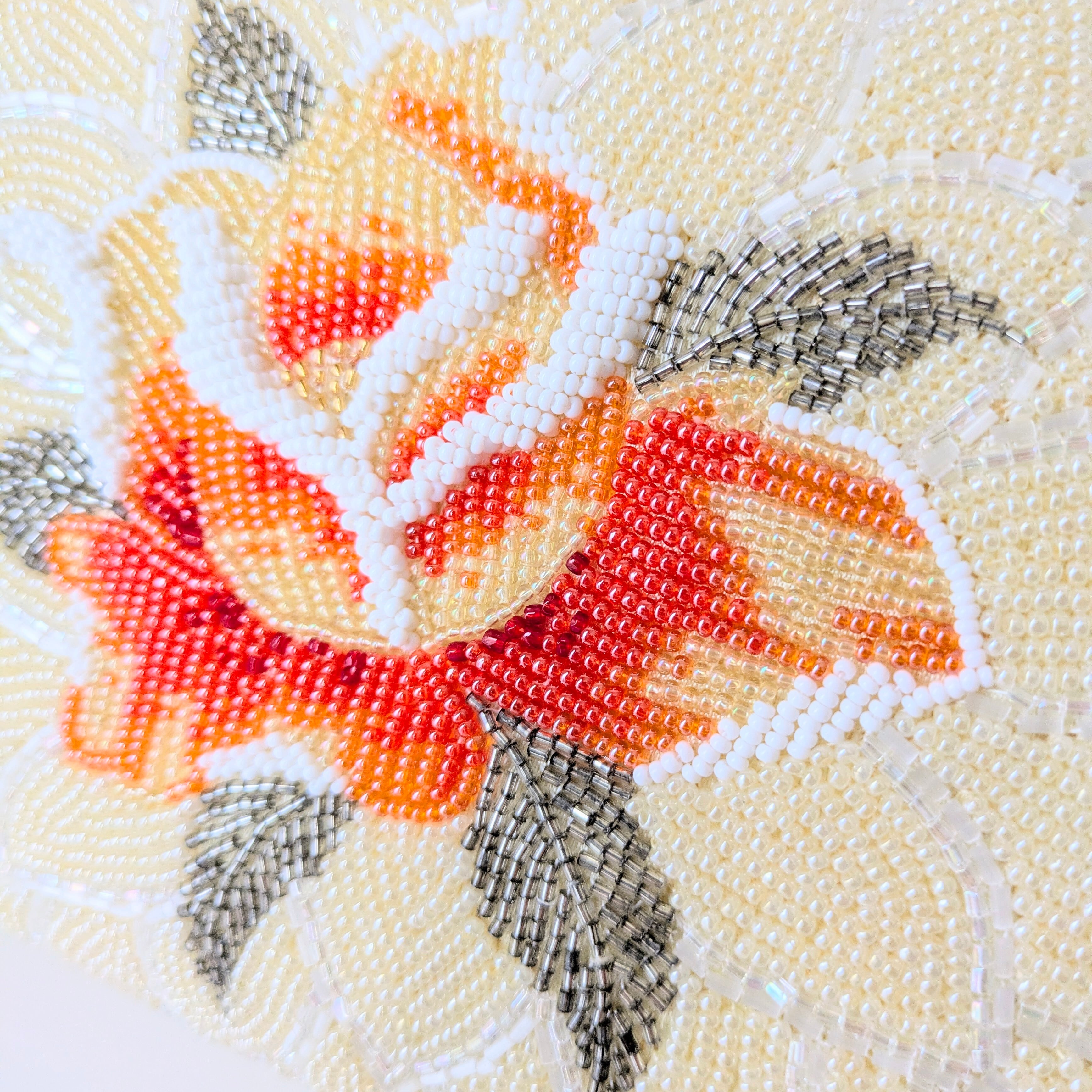 Vintage】ビーズ刺繍バッグ 玉子色 薔薇柄 パーティーバッグ クラッチ