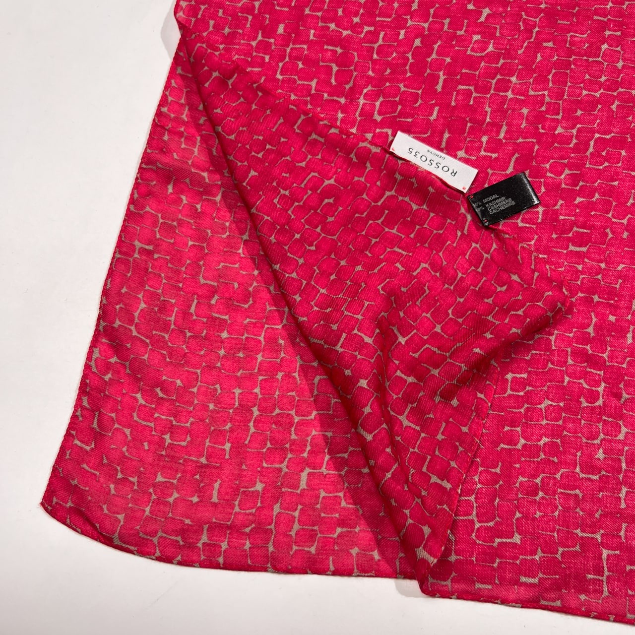 ROSSO35 ロッソ GENOVA カシミヤ混 モダール ストール /ピンクレッド系/イタリア製