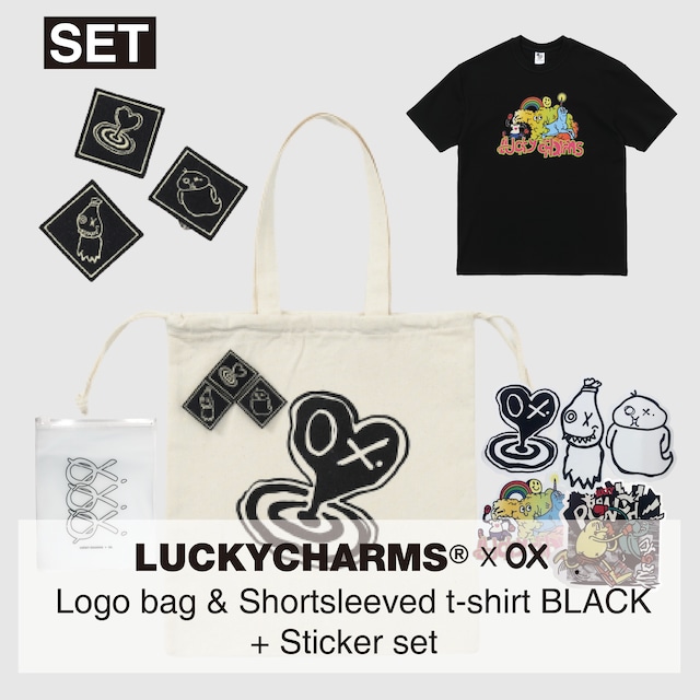 [LKCS] (SET) LUCKYCHARMS x OX. Logo bag + Happy day T-Shirts black 正規品 韓国ブランド 韓国ファッション 韓国代行 lucky charms パーカー ソ・イングク