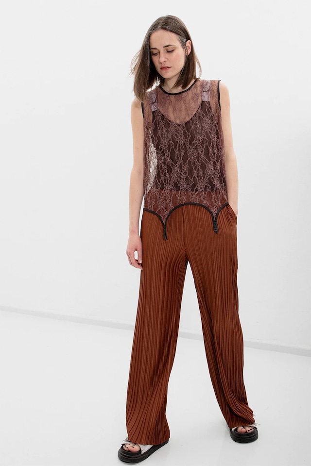 Erle Pleated Trousers - Brown