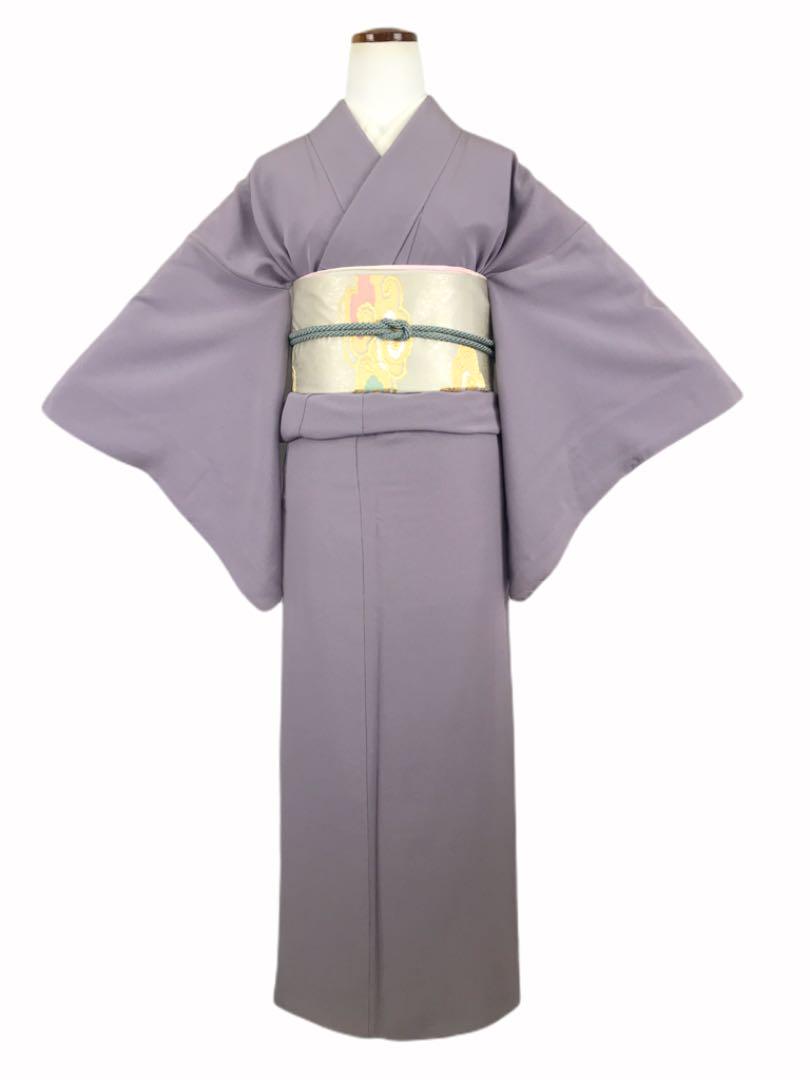 超歓迎された K 68 残布付 柿色 渋木染 祇園ちりめん 色無地 着物 Hlt No