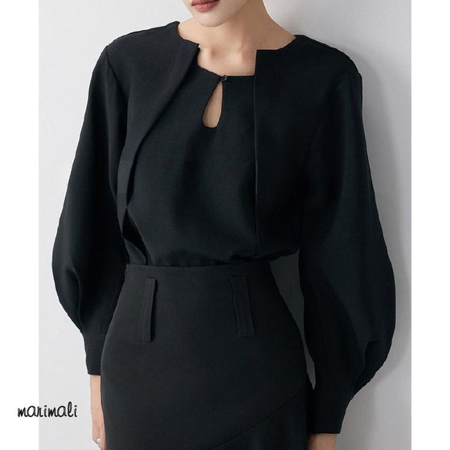 デザインネック バルーンスリーブ プルオーバー 25129