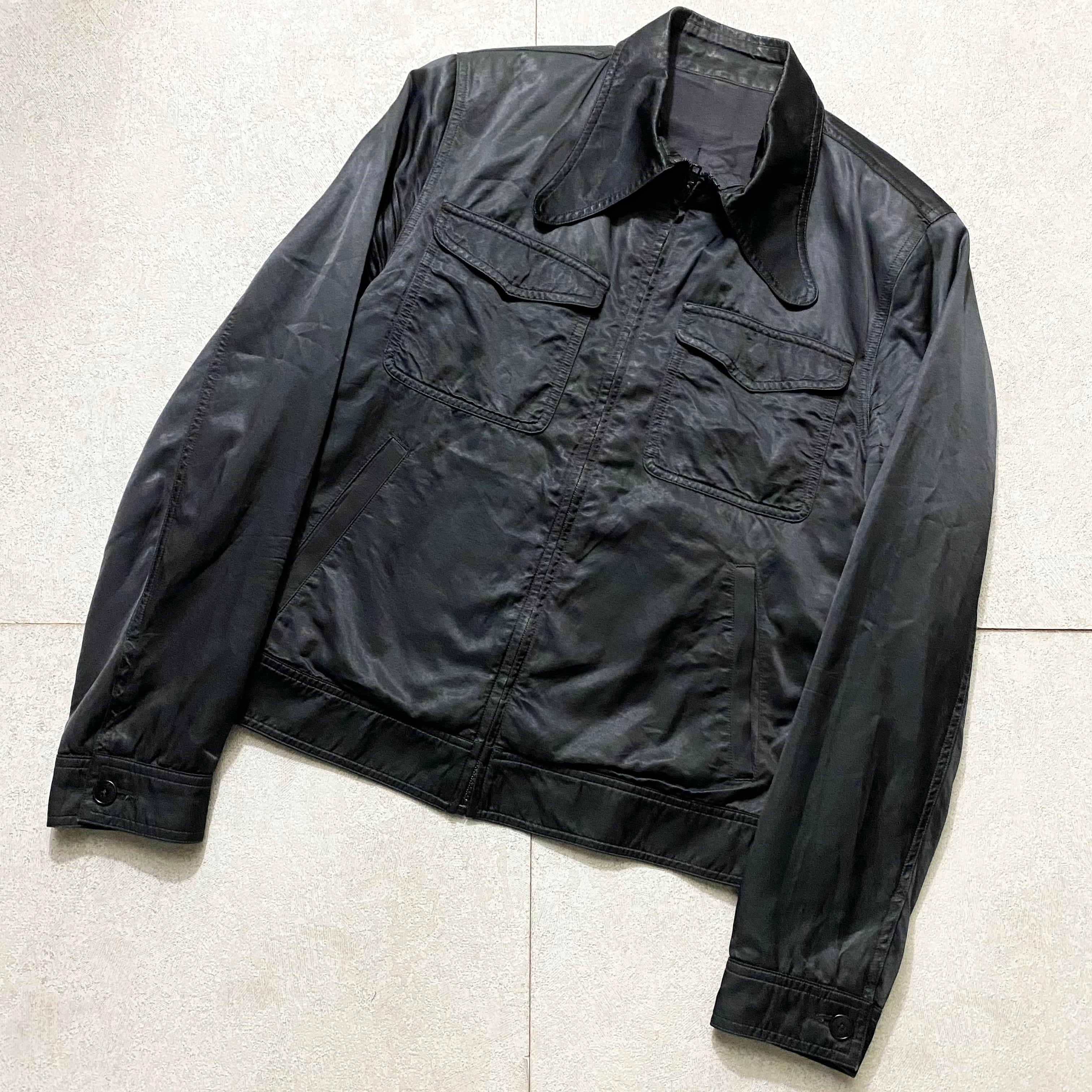 AGNES B.HOMME black satin riders jacket | NOIR ONLINE