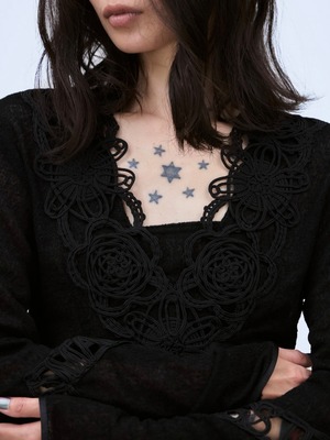 【26AW】THINGS THAT MATTER シングスザットマター / トップス / MICROCOSMOS LACE SHEER TOPS　0586TM0671P