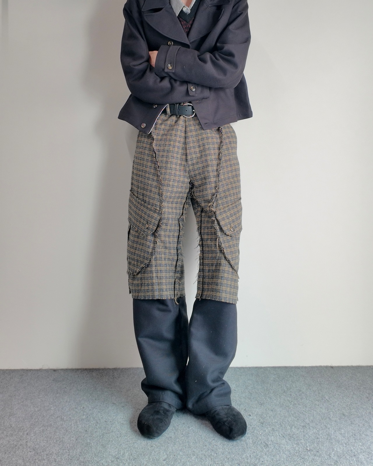 【26/AW STRONGTHE】MOSS / LAYERED POUCH CARGO PANTS