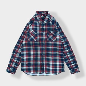 【QUIKSILVER】L コットン フランネルシャツ ネルシャツ 長袖 チェック柄 カジュアルシャツ  クイックシルバー US古着