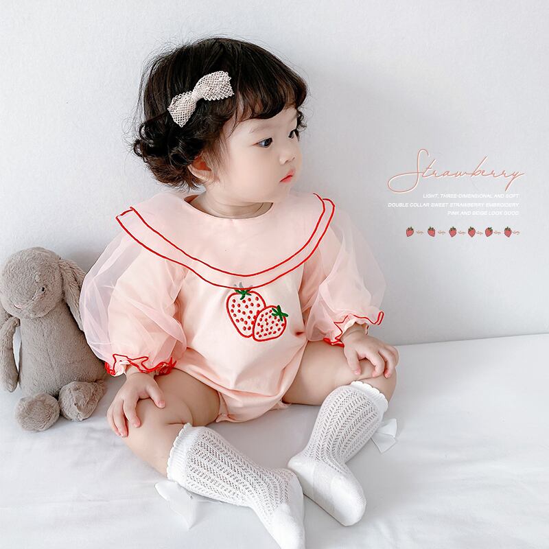 スプリングオータムワンピースカラー刺繍 春物 秋物 超面白いベビーショップ73437711479