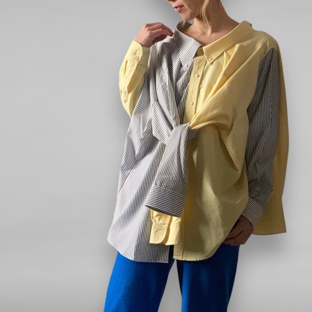 ZOZOTTE 5wayリメイクシャツ/イエロー&ストライプ/シャツ&スカート