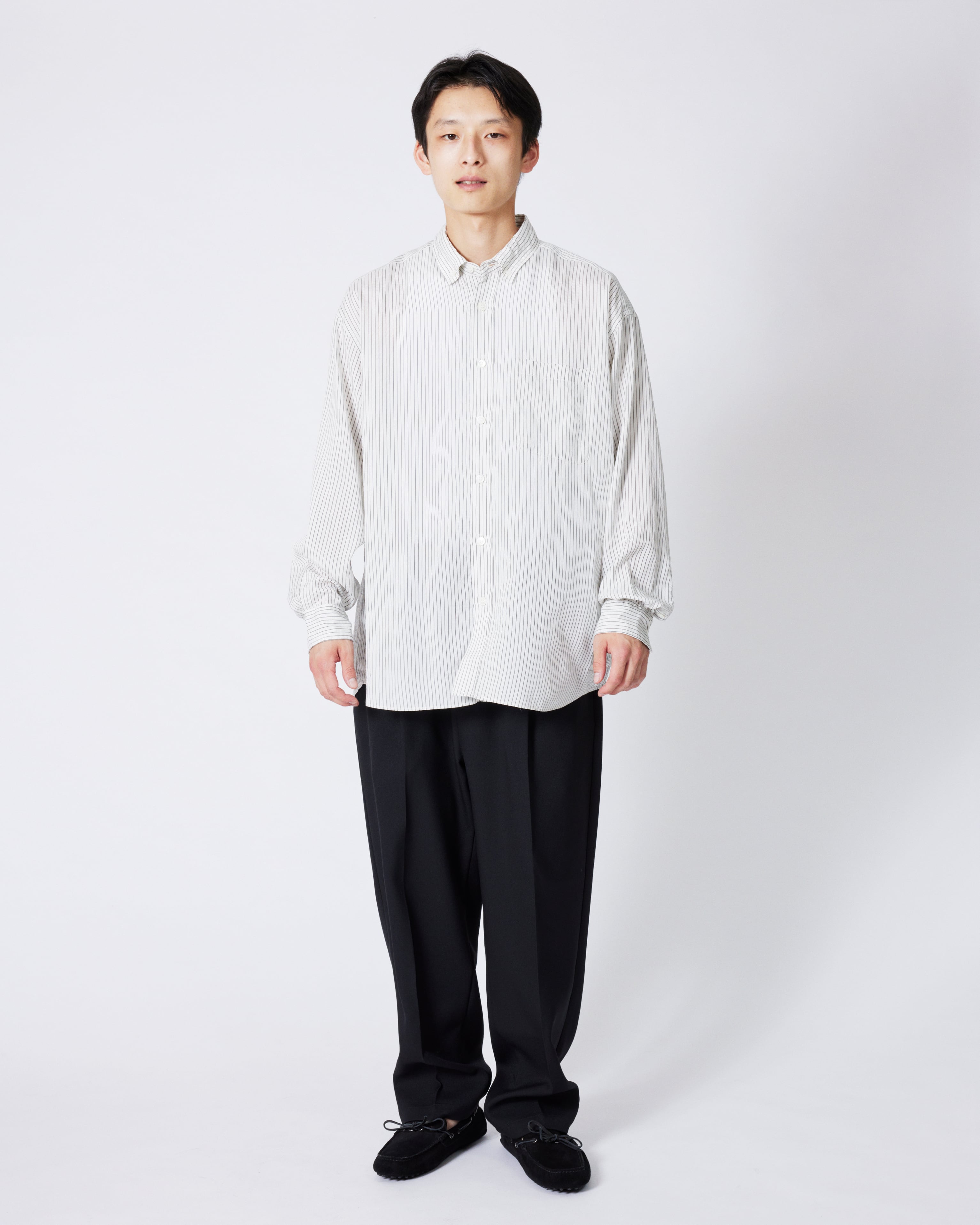 everyone silk stripe shirt (WHITE) | everyone