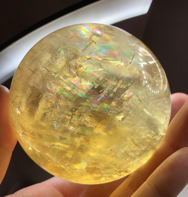 no2.虹有り♪レインボー大玉カルサイトスフィア