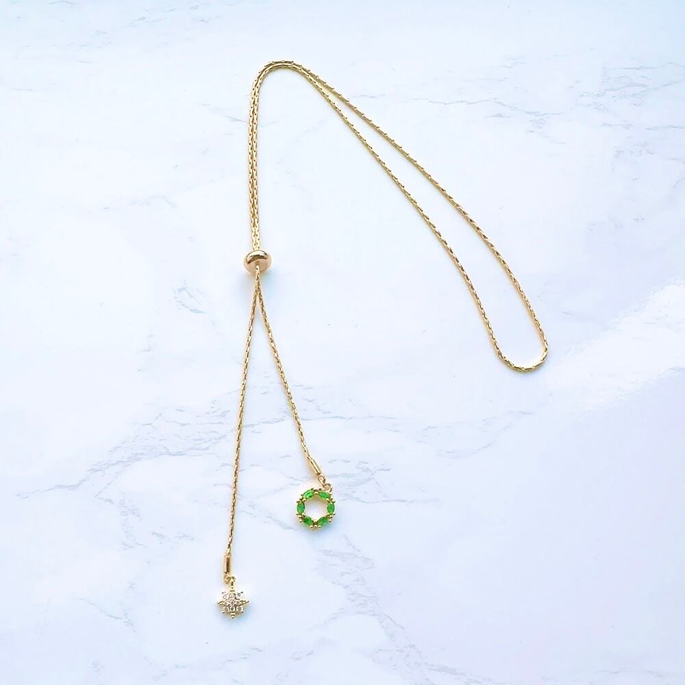 ジルコニアチャームトップ ゴールドラリエット