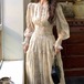 ウエストシャーリングシフォンフラワーワンピ ・79063