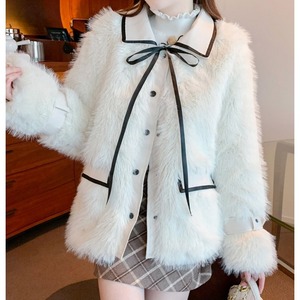 【S-L】シャギーりぼんジャケット