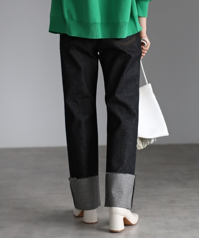 生デニムロールアップパンツ