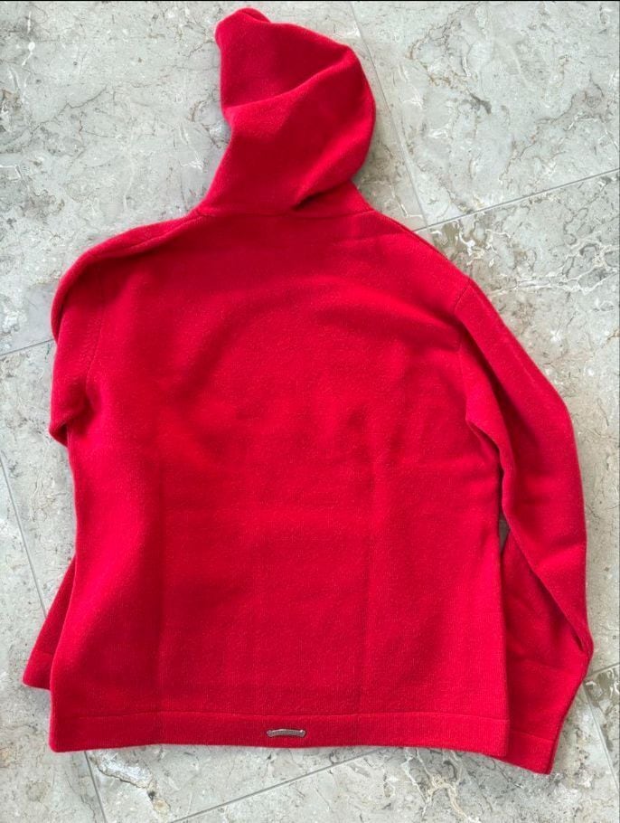 CHROME HEARTS クロムハーツ カシミヤ ニットパーカー レッド レザー