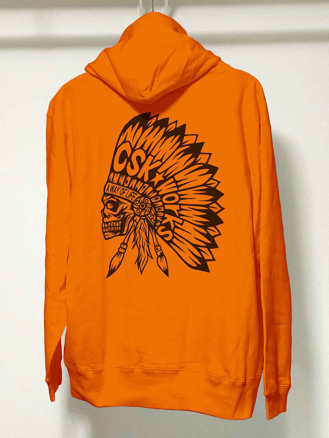 オリジナルフーディー インディアン2オルテガ オレンジxブラック