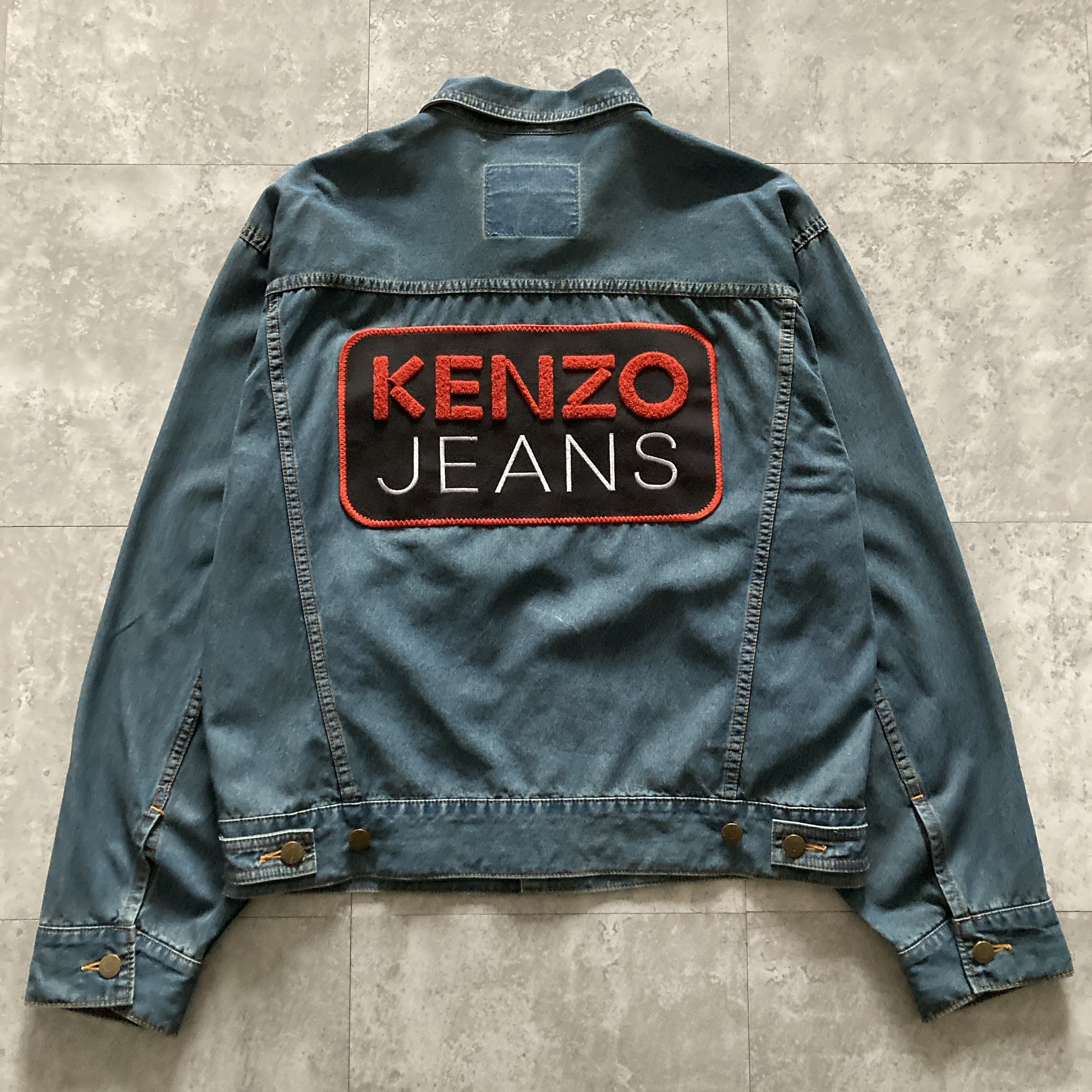 KENZO ケンゾー アニマル柄 デニムジャケット 北斎タグ ヴィンテージ Size.L】90's KENZO jeans ケンゾー 日本製 JAPAN製 葛飾北斎タグ