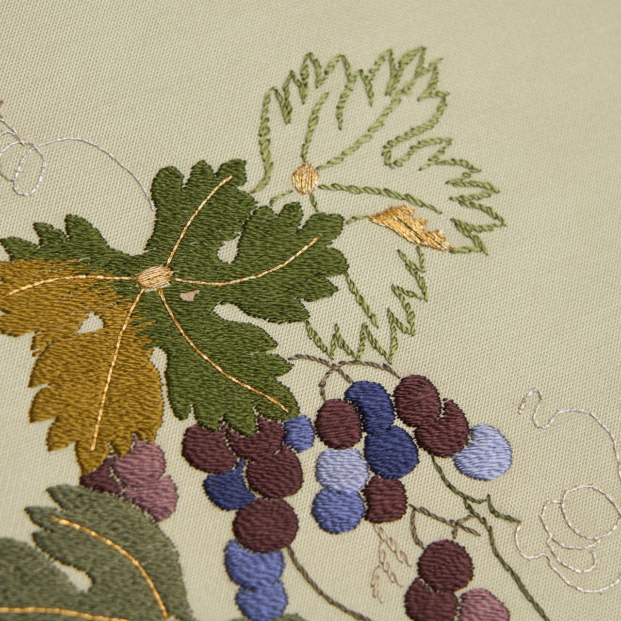 葡萄蔓模様 手刺繍名古屋帯【中古】 | かわの屋