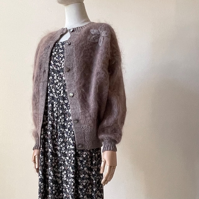 Mohair Floral Embroidery Cardigan AD110