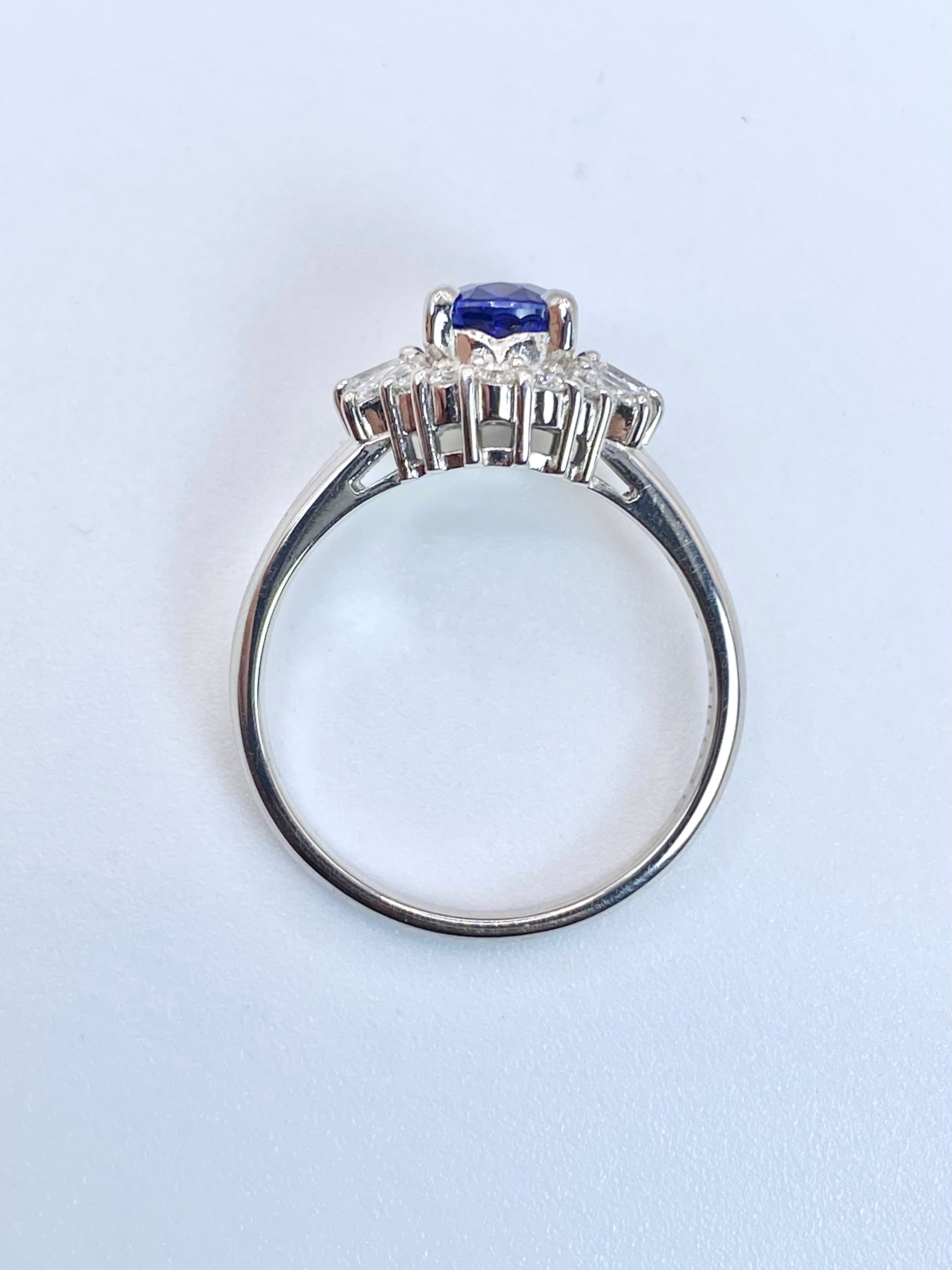 三越】サファイア 1.28ct / ダイヤモンド 計0.36ct Pt900リング 12号