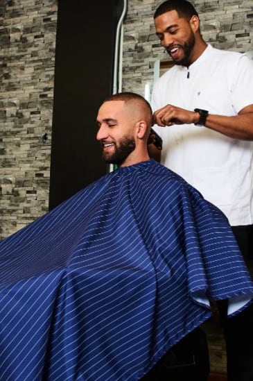 BARBER STRONG カットクロス ネイビーホワイトピンストライプ