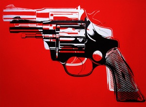 アンディ ウォーホル「ガン(レッド)Guns,c 1981-82」展示用フック付ポスター ポップアート 絵画