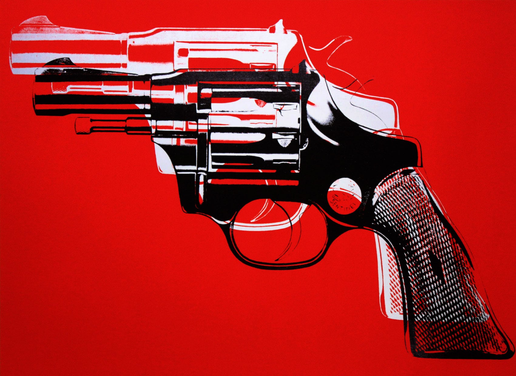 アンディ ウォーホル「ガン(レッド)Guns,c 1981-82」展示用フック付ポスター ポップアート 絵画