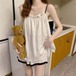 キャミソール ショートパンツ ルームウェア パジャマ 部屋着 寝巻き ナイトウェア キャミソール ミニ ミニ丈 ショート ショート丈 袖なし ラウンドネック ウエストゴム トロミ 上下セット 2点セット ツーピース かわいい 大人可愛い シンプル カジュアル おしゃれ お洒落 大人可愛い 大人女子 こなれ感 ラフ ラブリー キュート ガーリー 主役級 存在感 抜け感 無地 春 夏 10代 20代 30代 レディース デート 女子会 お泊まり 休日 重ね着 スタイル 楽ちん サイズ M L  白 ホワイト