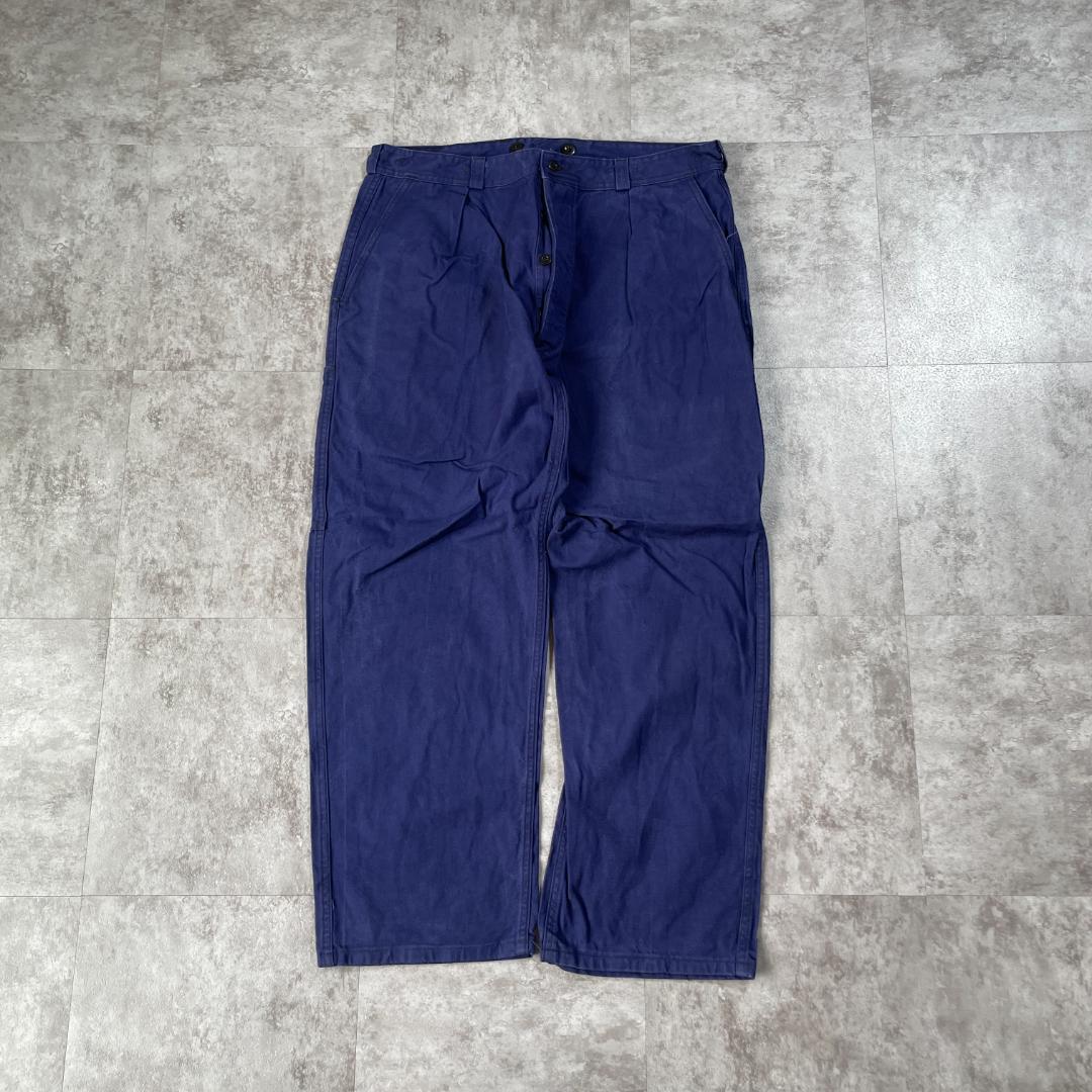 70s フランス軍 フレンチワーク コットン ブルー パンツ W34 | ib2