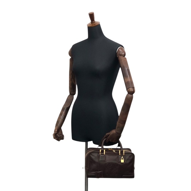 LOEWE ロエベ アマソナ28 ハンドバッグ ブラウン アナグラム レザー ミニボストン vintage ヴィンテージ オールド vf56va