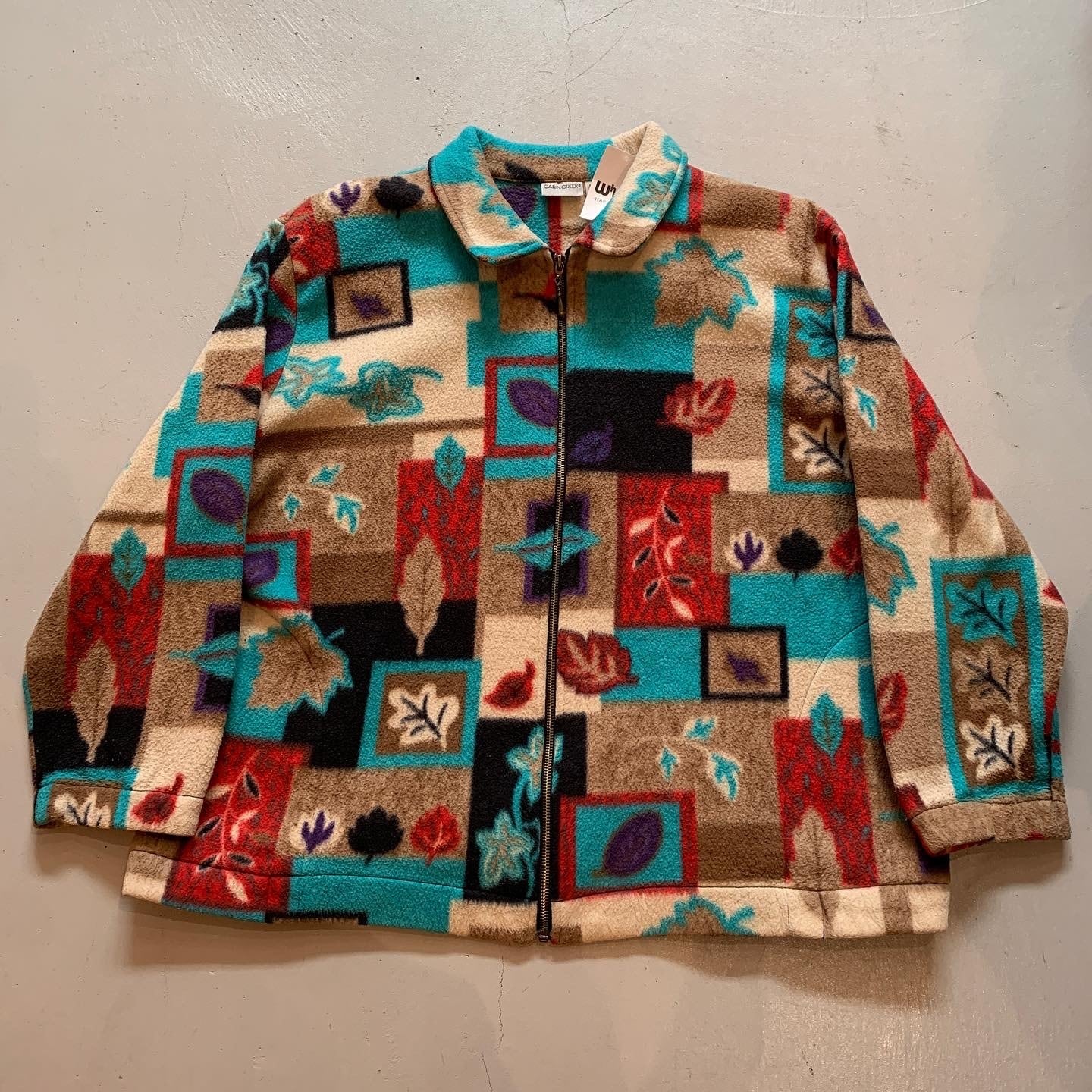90s CABIN CREEK leaf pattern full-zip fleece jacket【高円寺店