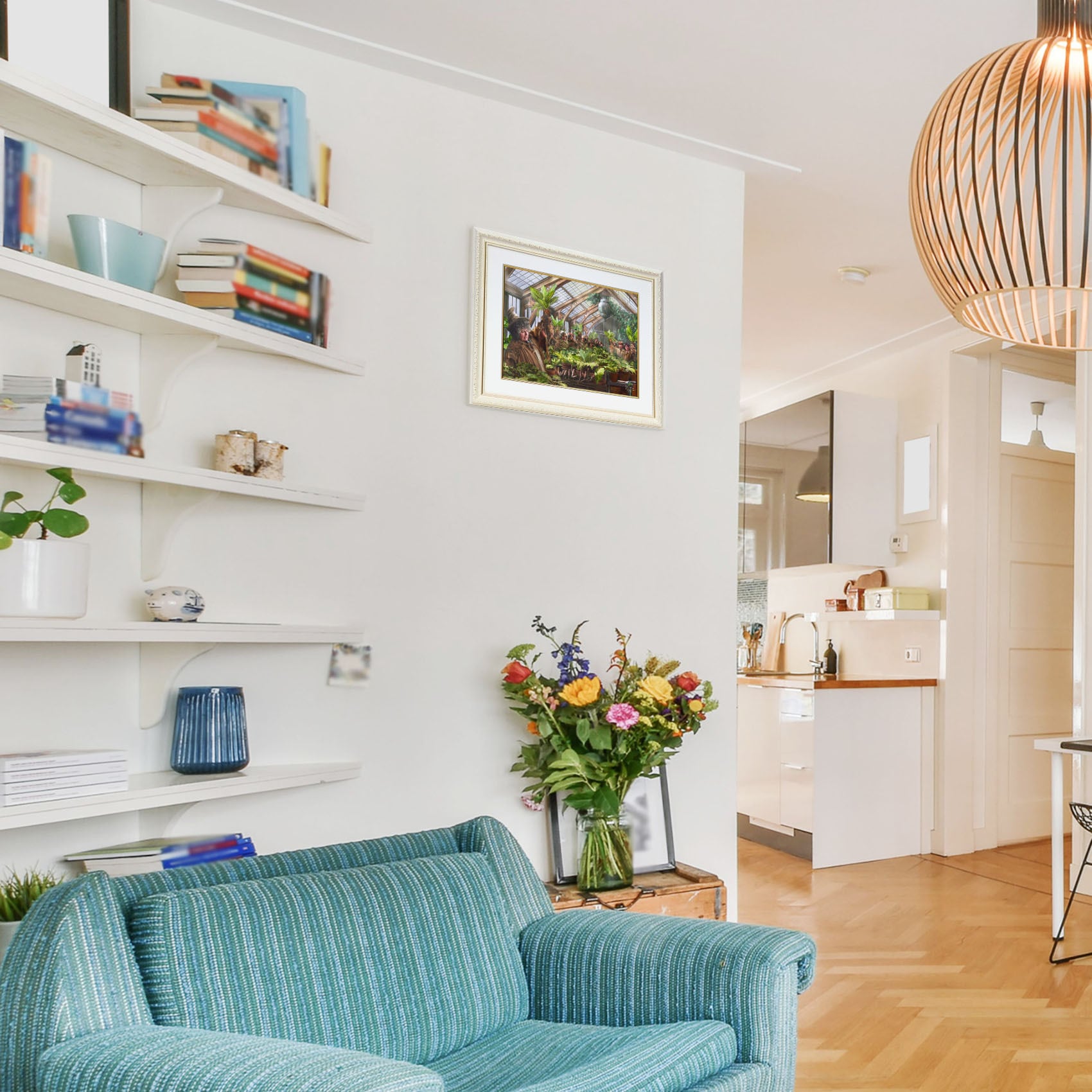 トーマス キンケード スタジオ「ハリー・ポッター/ホグワーツの温室」額縁 作品証明書 展示用フック付き アートプリントポスター