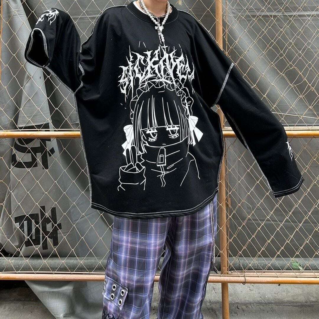 SICK GIRL BIGロンT(BLACK・WHITE) | VOLCAN&APHRODITE 公式通販