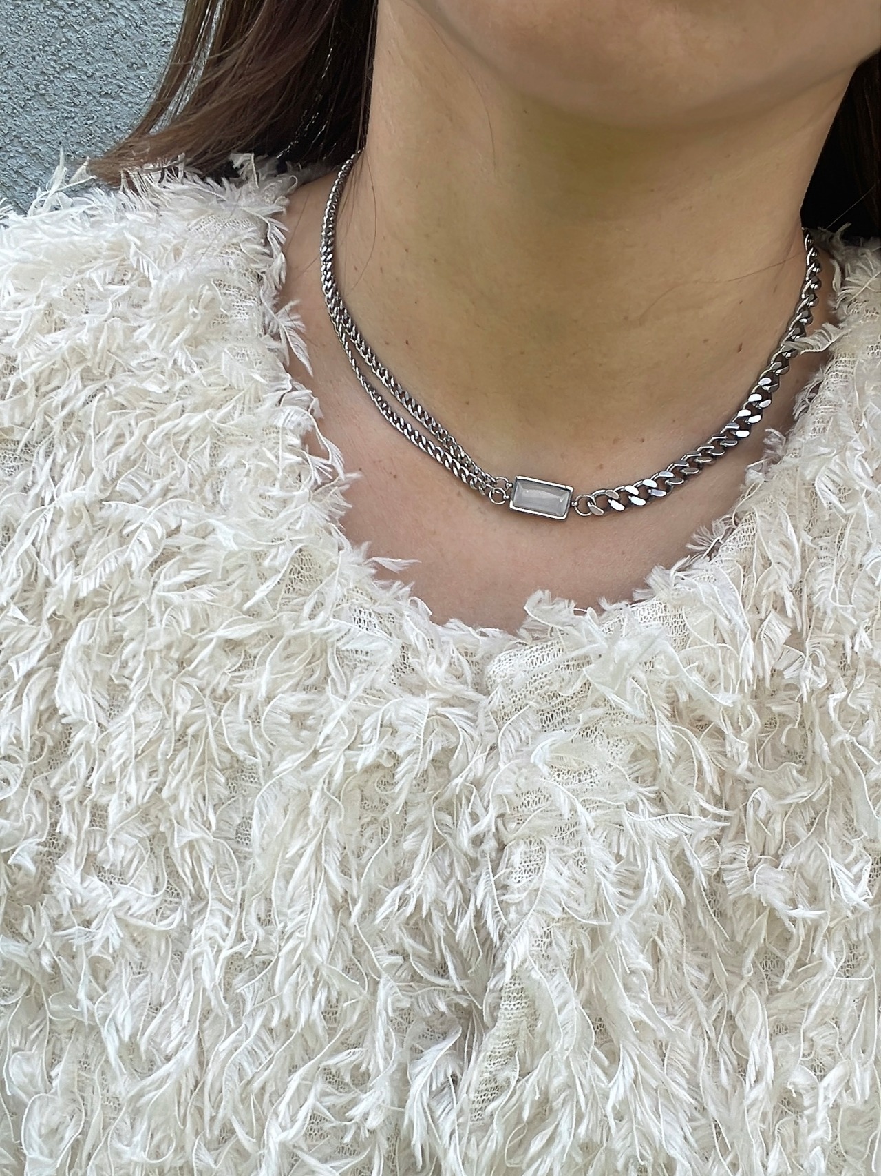 ss black zirconia necklace