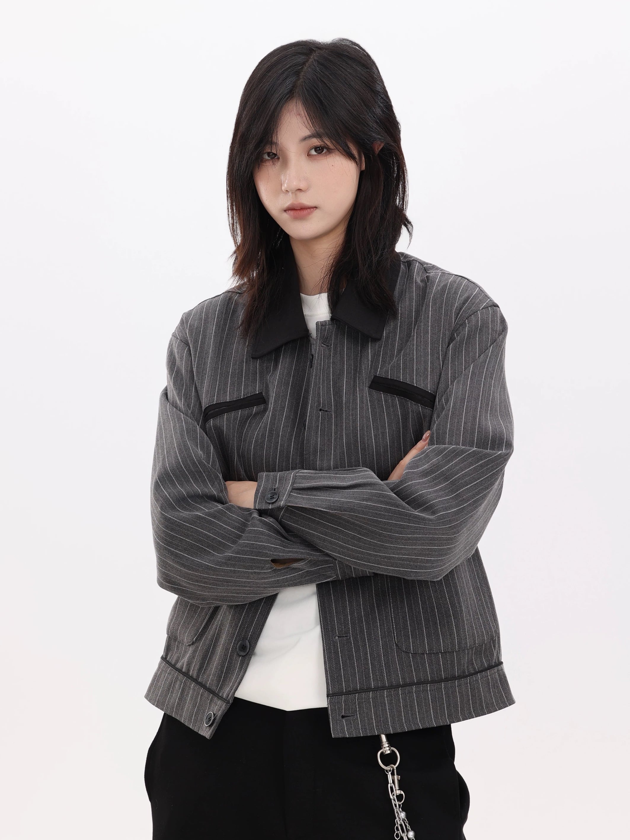 ピンストライプ スタッズジャケット / Pinstripe Studs Jacket