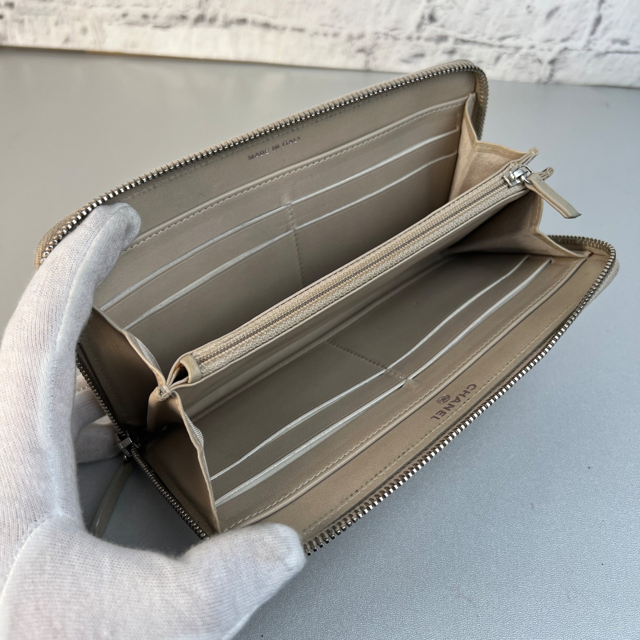 【最終処分SALE】CHANEL シャネル ココマーク ウルトラステッチ  ラムスキン 財布 ベージュ A-8965