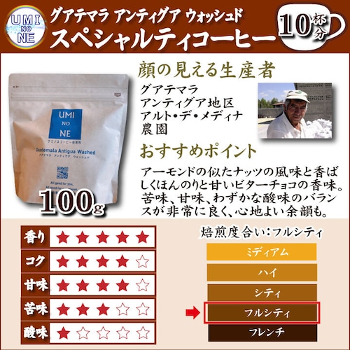 顔の見えるスペシャルティ―コーヒー100ｇ グアテマラ アンティグア ウォッシュド